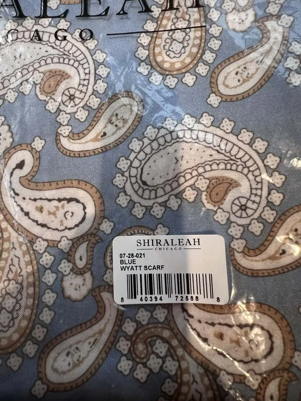 Shiraleah Chicago Wyatt Scarf Blue Paisley Woven Square Scarf Womens 07-28-021